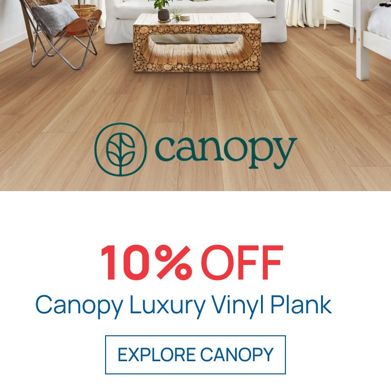 A promotional banner for Canopy luxury vinyl plank